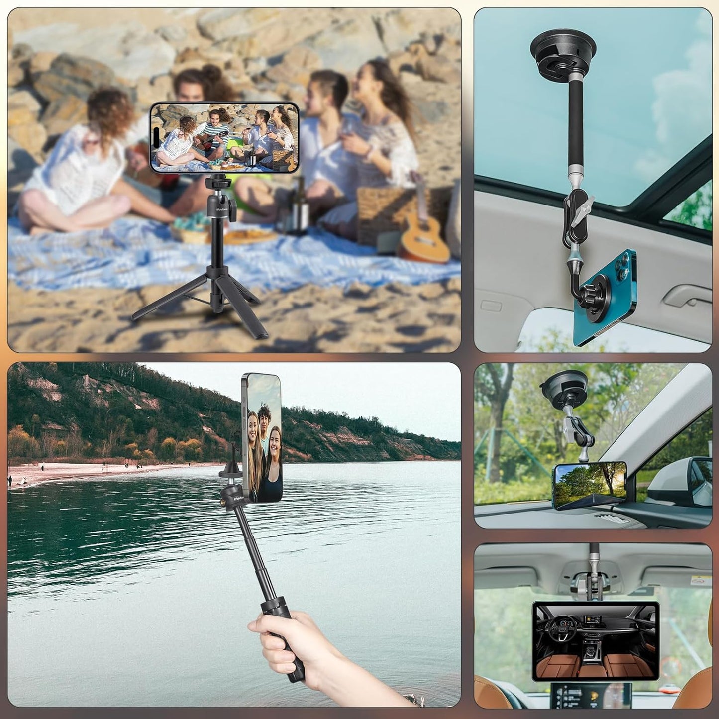 MINIFOCUS 1/4"-20 17/16/15/14/13 Magnetic Phone Tripod Mount Adapter with Screw Hole, Compatible with Magsafe