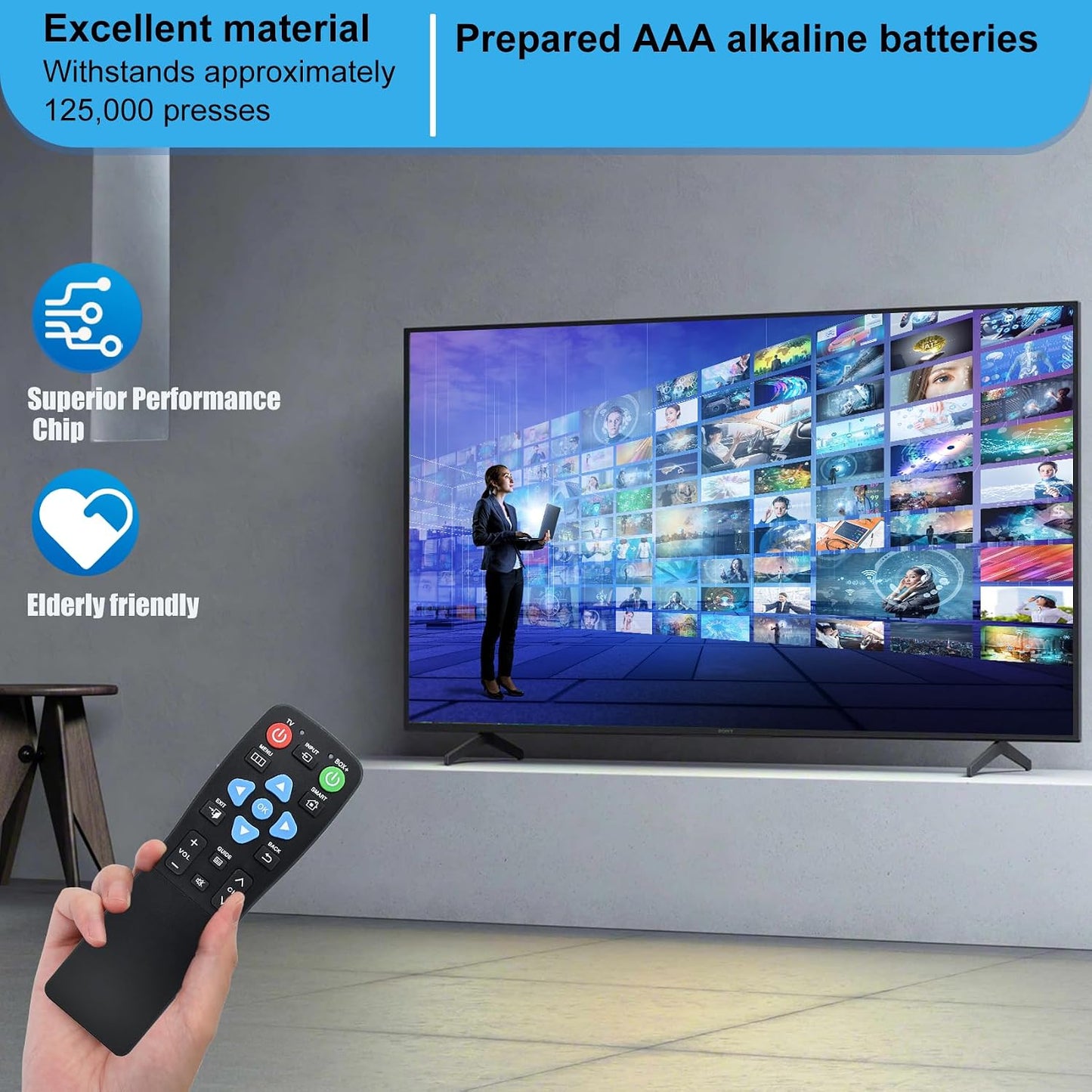 YunCChengFR Setup (2-Device Big Button TV Remote for Seniors & Elderly - Universal Remote with Large Buttons, Simple