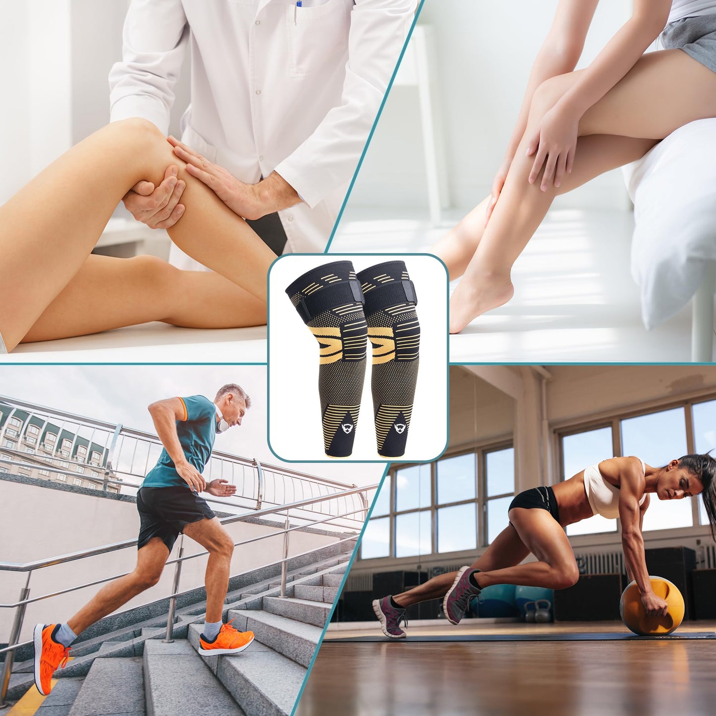 DRwelland Leg Sleeves (PAIR) Copper Infused for Arthritis,Meniscus Tear, ACL, MCL, Joint Pain Relief - Thigh & Calf Support