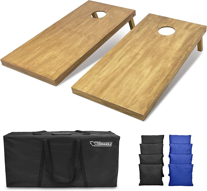 GoSports 4 ft x 2 ft Regulation Size Wooden Cornhole Boards Set - Includes Carrying Case - Full Regulation Size Bean Bag Toss Boards