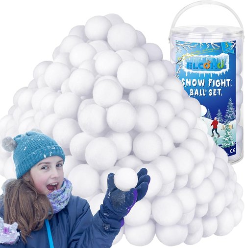 Elcoho 200-Piece 2-Inch Artificial Snow Toy Ball Set - Realistic Plush Toss Balls for Kids | Winter Fun & Decor