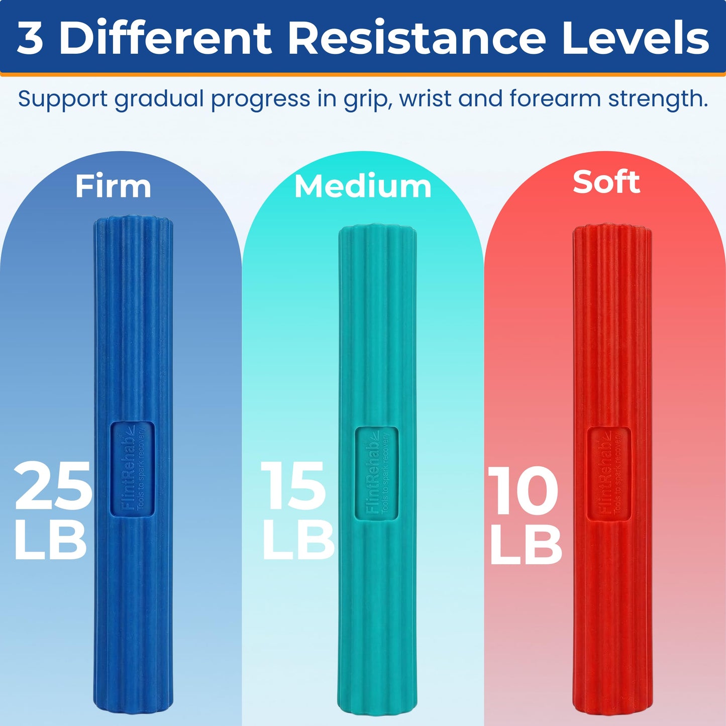 FlintRehab Flex Bars for Physical Therapy (3 Pack), Hand therapy Flex Bar, Resistance Bar for Golfers Elbow & Tendinitis, Tennis Elbow Exercise Devices, 3 Variable Twist Bar to Improve Grip Strength