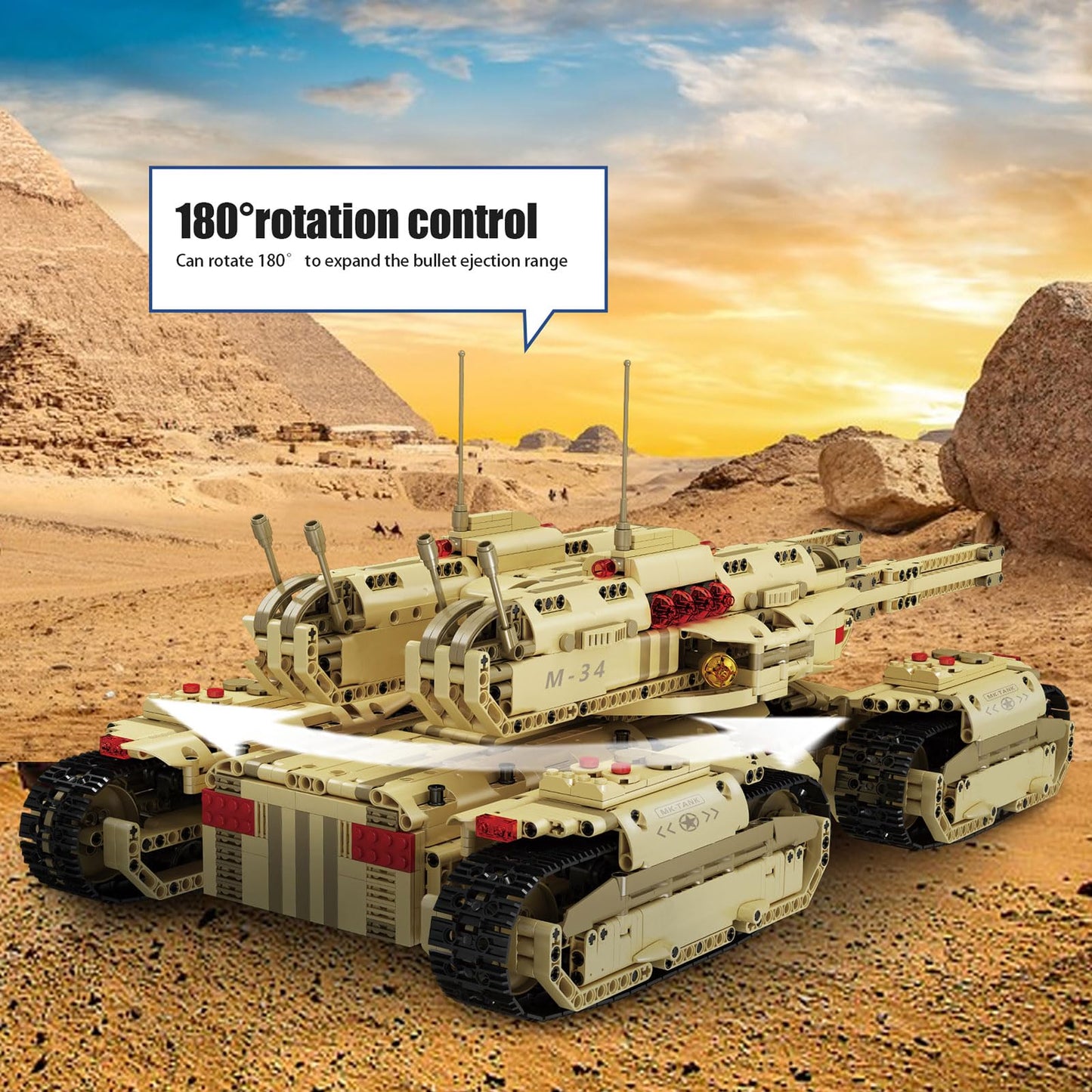Mould King 20011 Technology MOC Building Block Tank, Remote Control Rechargeable Military Mammoth Tank, RC Tank Model Kits for Adult, 3296 Pieces