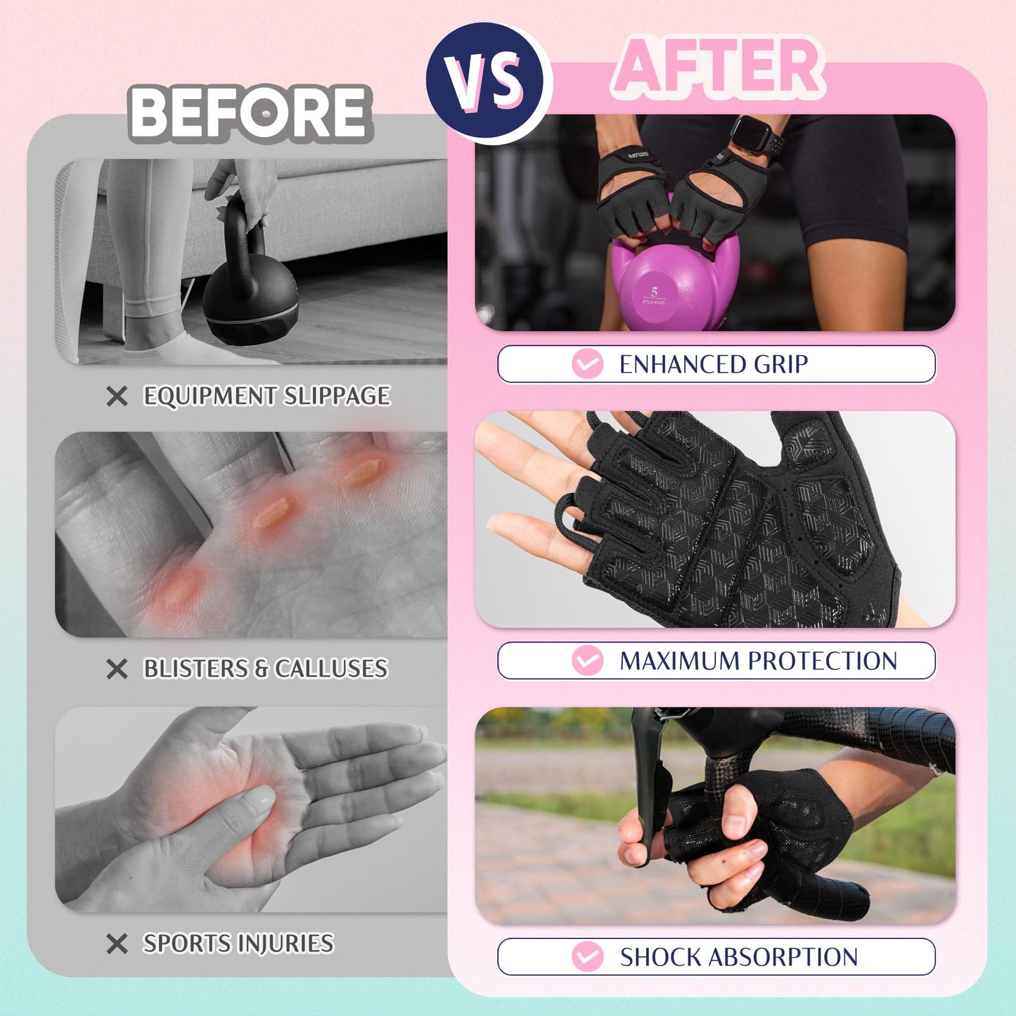 SIMARI Workout Gloves for Women Men with Full Palm Protection, Strong Grip, Cushion Impact, Breathable, Suitable for Gym Training, Kayaking, Weight Lifting, Exercise, Fitness, Cycling (Size Medium)
