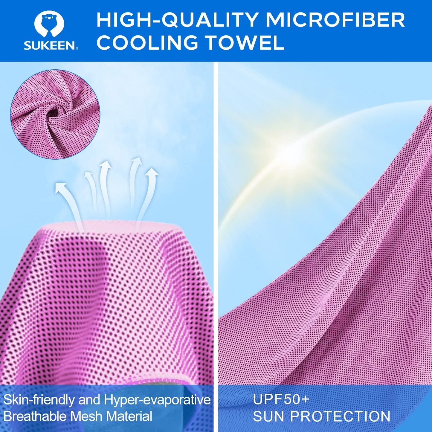 Sukeen 4 Pack Cooling Towels for Hot Weather 40"x12", Gym Towels for Men and Women, Soft Breathable Workout Towels for Yoga, Running, Sport, & More