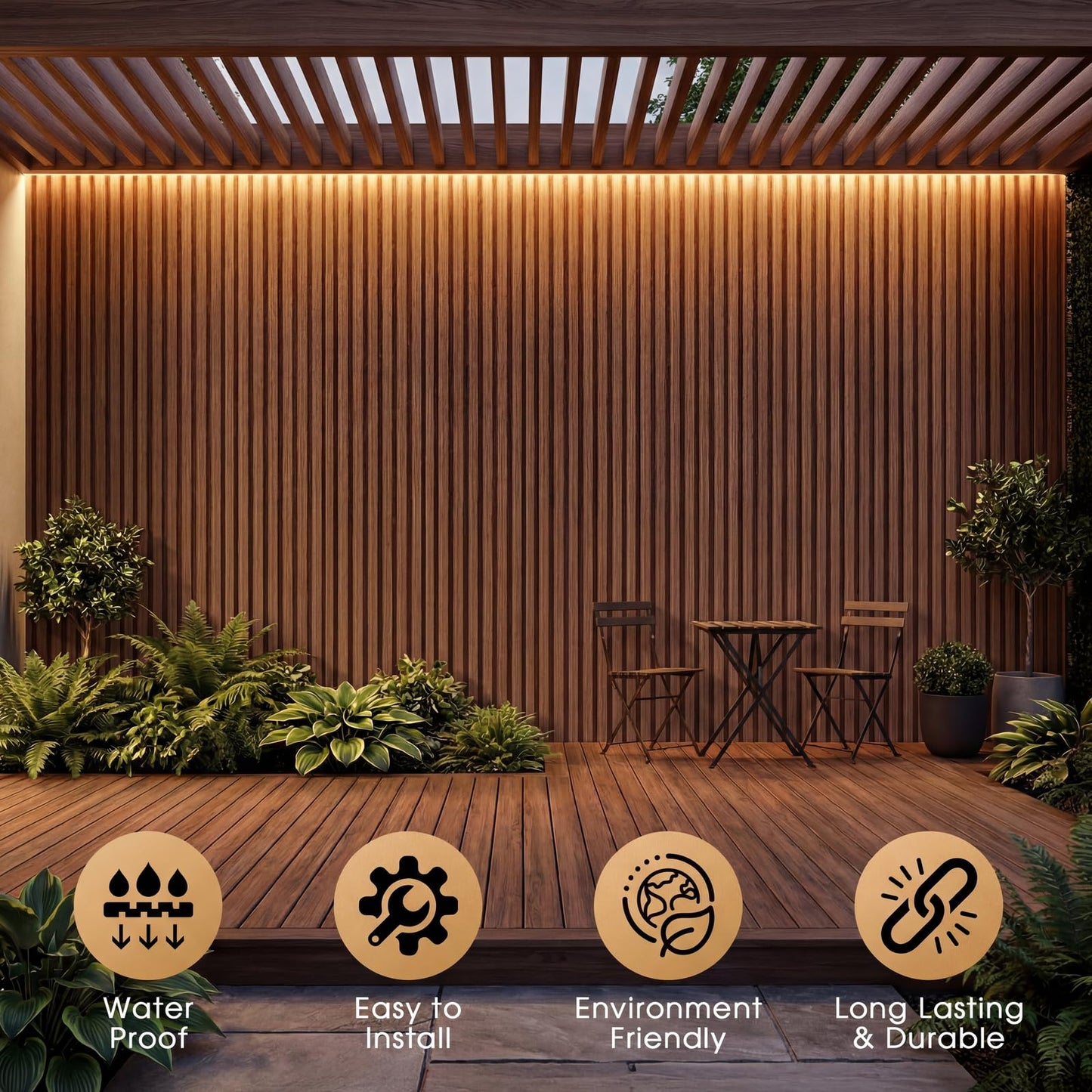 LARWORKS WPC Acoustic Slat Wall Panels 16-Pack 47.2'' x 6'', Accent 3D Wall Panel for Interior Wall Decor, Waterproof Fluted Textured Panel Wall Slats,Solid Walnut (Cover Approx.32 sq.ft)