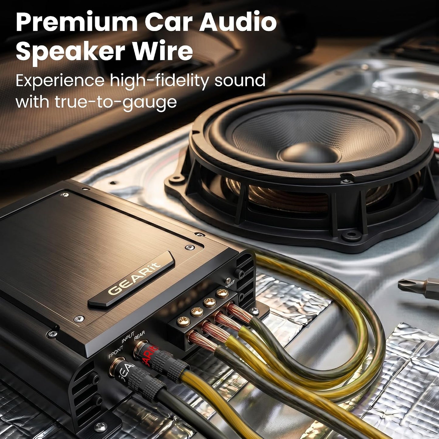18 100 Markings,14 GEARit Speaker Wire Gauge ft,Speaker Cable with Foot Markers & Polarity Gauge Wire for Car Audio
