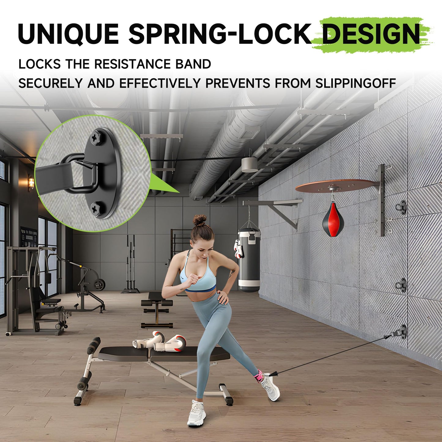 Wuno Shop 4 Pcs Wall Anchor for Resistance Bands, Gym Wall Anchor, Exercise Band Mount, Space Saving Workout Hooks for Home Fitness Workouts, Physical Therapy/Pilates