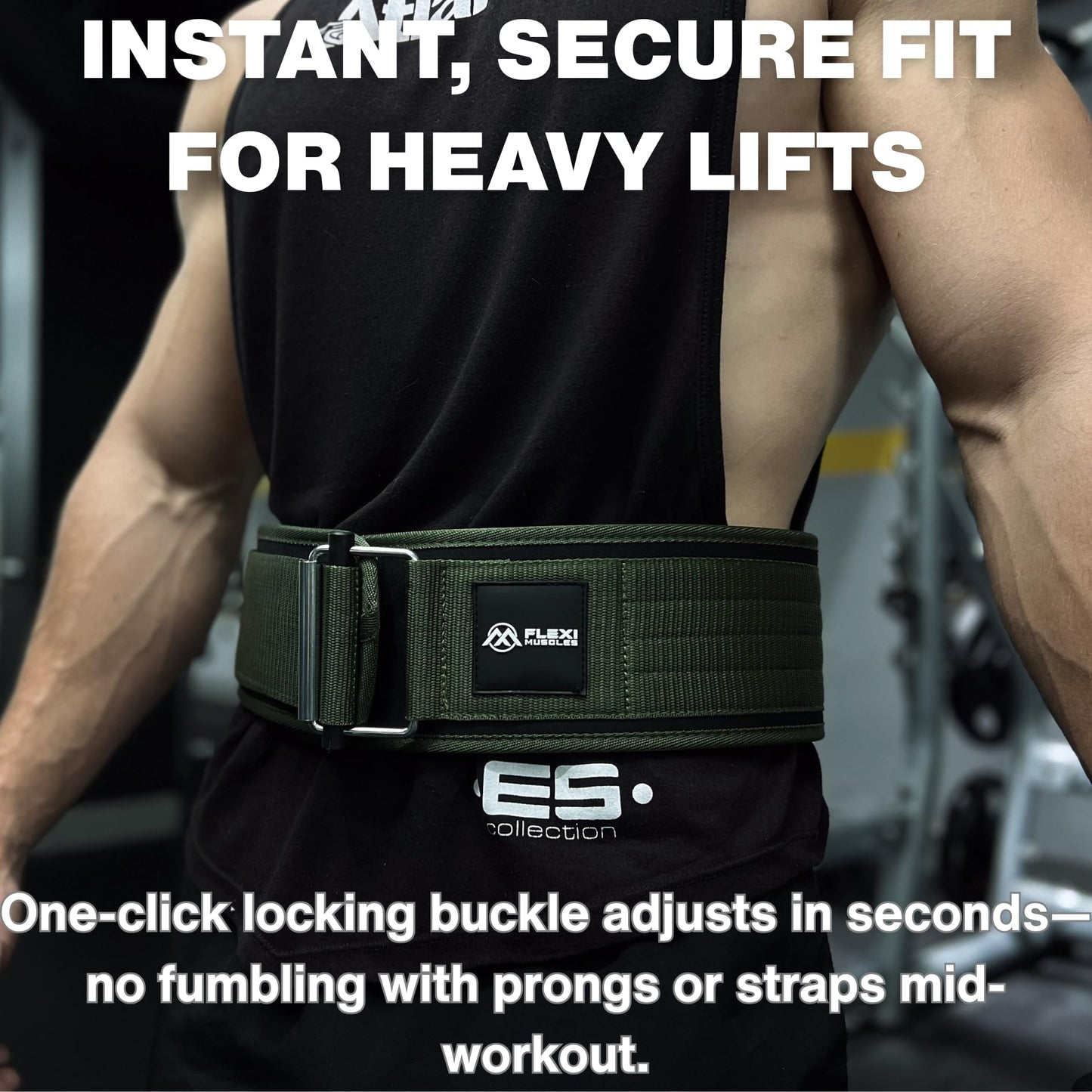 Flexi Muscles Quick Lock Weightlifting Belt - Adjustable Back Support with Metal Buckle - Ideal for Powerlifting, Cross Training, and Olympic Lifting - Durable Lifting Belt for Men & Women (Red, XL)