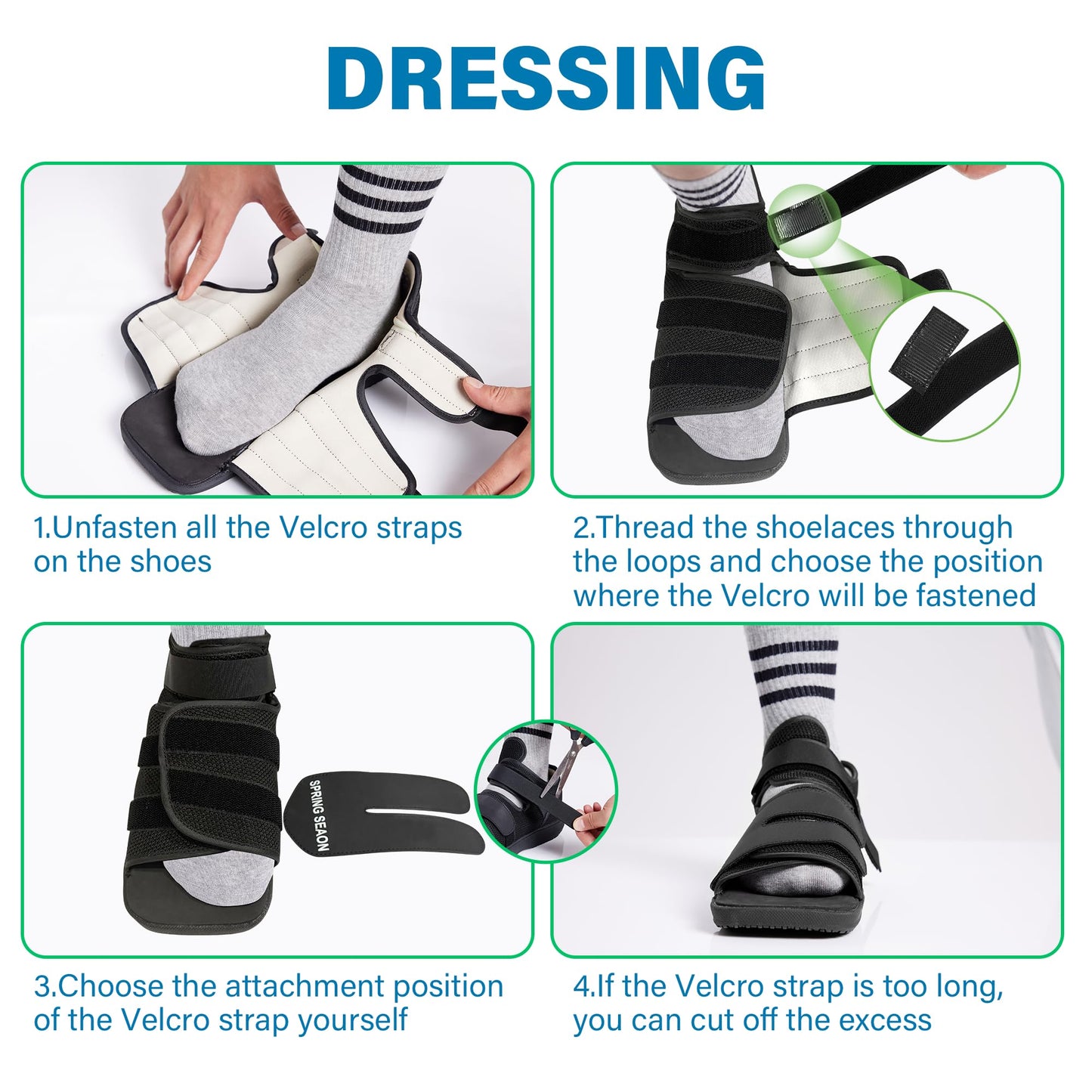 SPRING SEAON Medical Walking Boot, Lightweight Post-Op Shoes with Reinforced-Stitched Sole, Breathable Knitted Fibers, Cushioned Padding for Broken Foot, Foot Injury & Sprained Ankle, 0.81 lb (Black, Large)