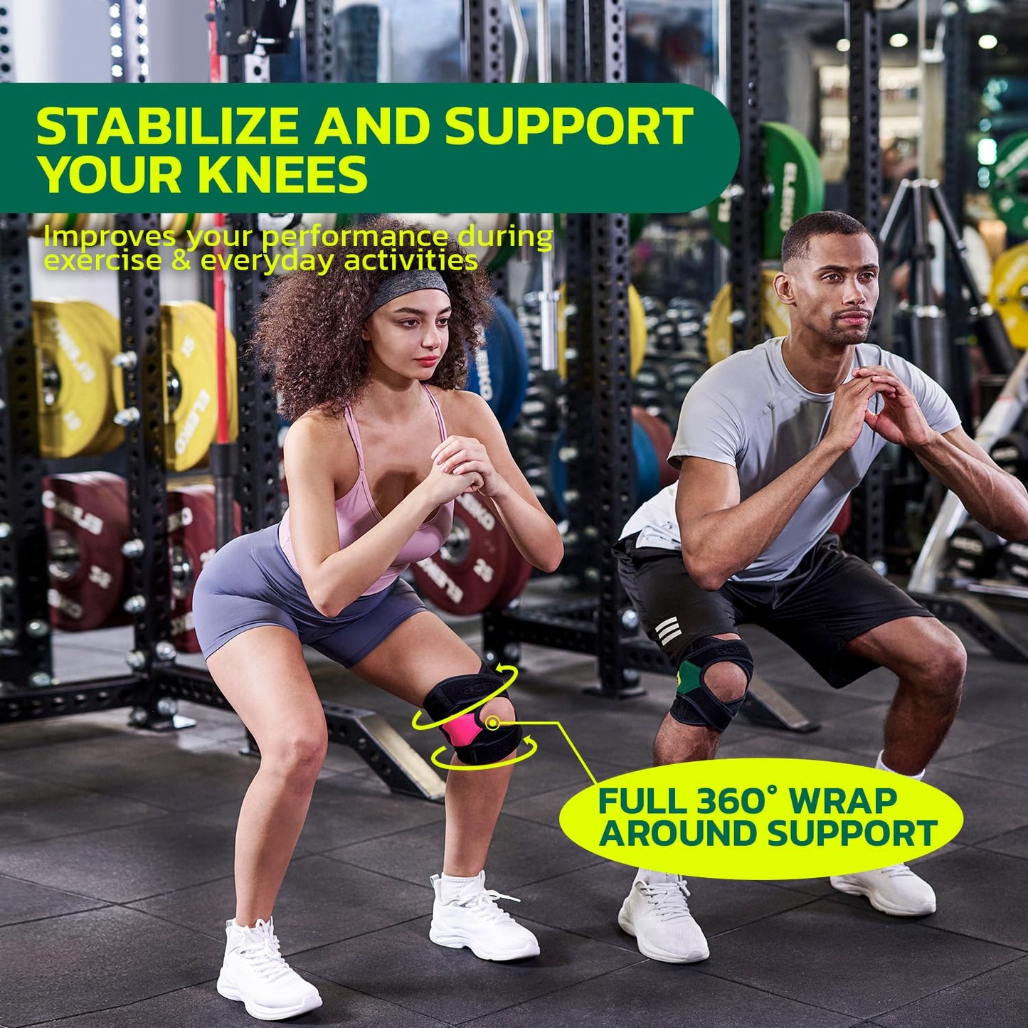 aoFIT Knee Brace for Women Men Knee Pain Meniscus Tear Arthritis Patella Dislocation Best Osteoarthritis Adjustable Compression with Memory Stabilizers Breathable for Injury Recovery M2pcs