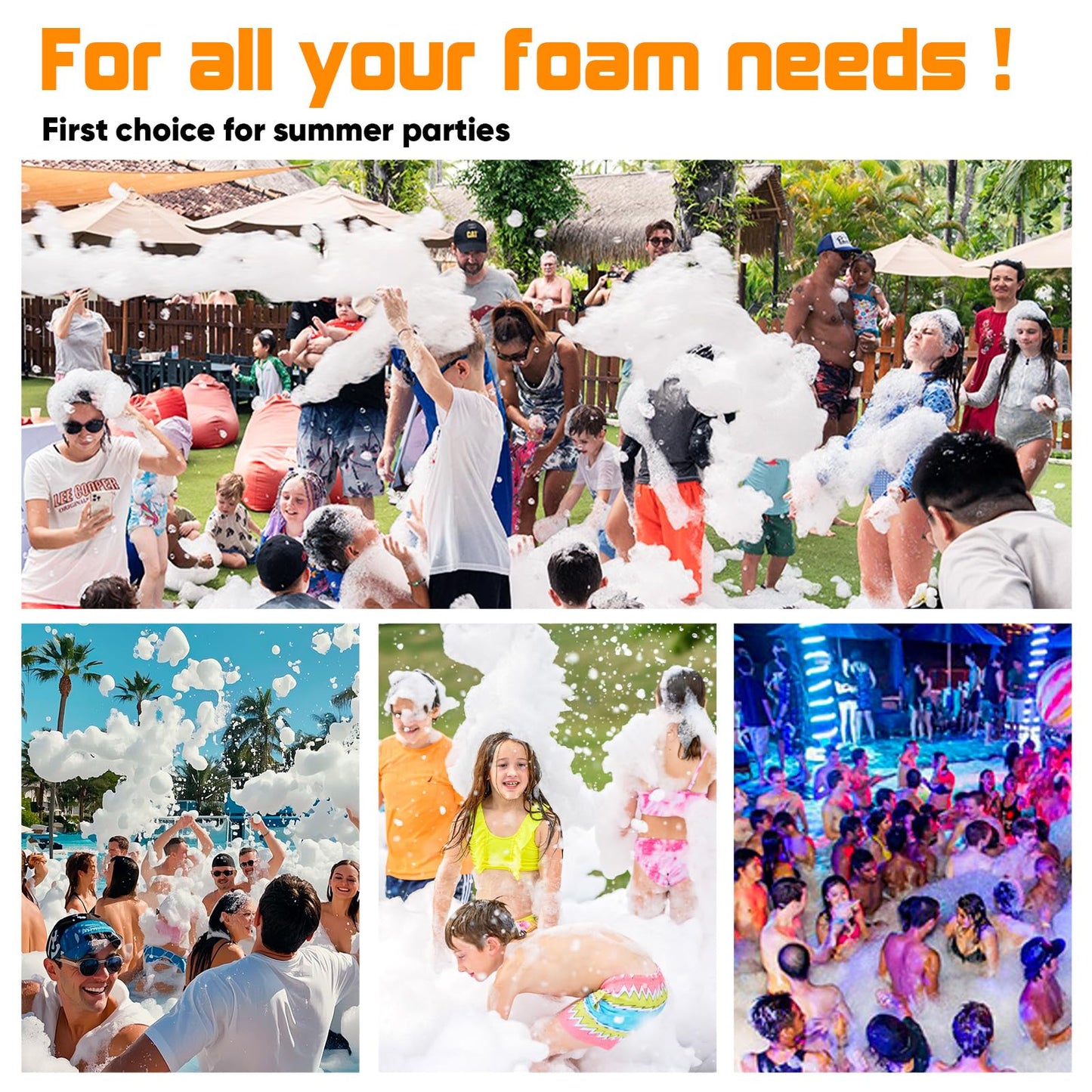 UPGREY Foam Machine for Party, 3–5 m Spray Foam Cannon, AC110V 60Hz Waterproof Foam Party Machine with Adjustable Tripod Stand, Control Box and Pump for Backyard, Pool, Birthday Events