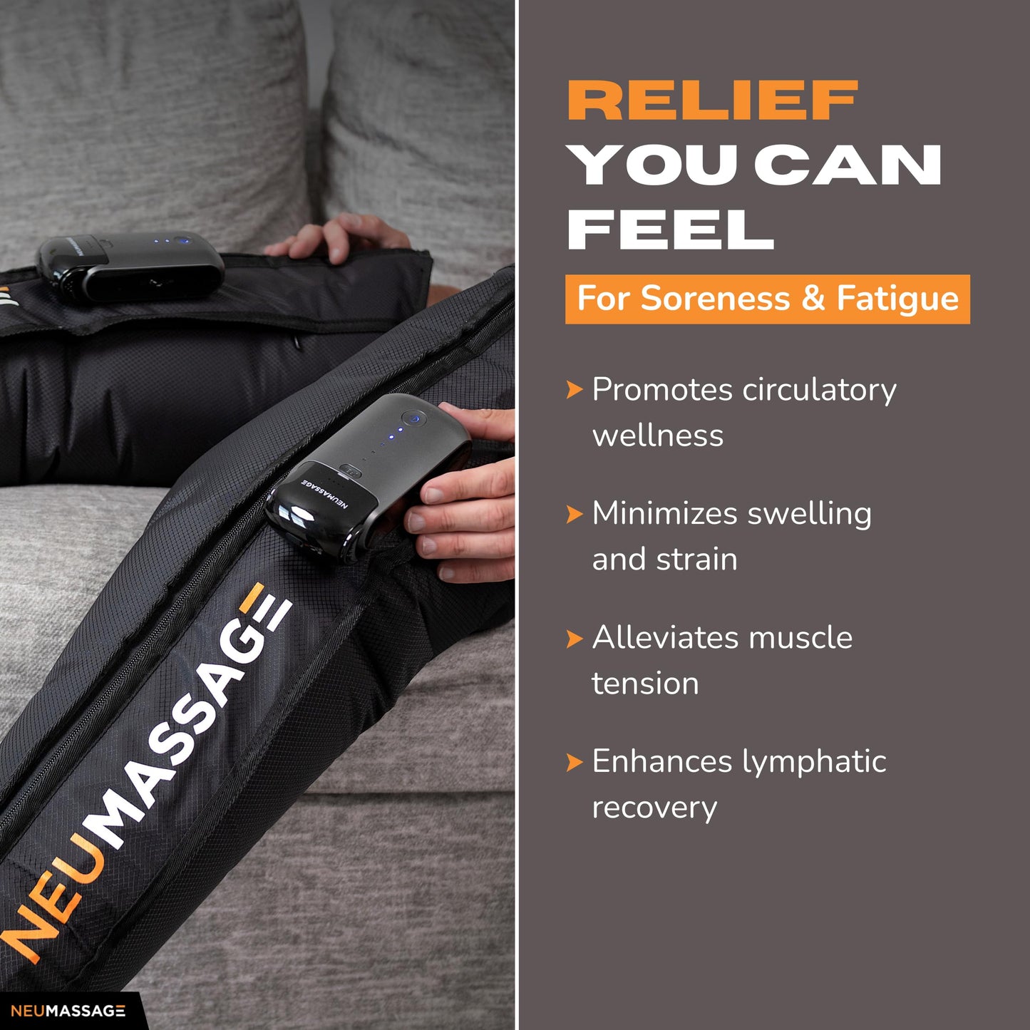 NEUMASSAGE Professional Leg Compression Massager Recovery System | Cordless Rechargeable Air Recovery Boots with Sequential Compression | Fast Recovery & Improved Circulation [Medium, Black]