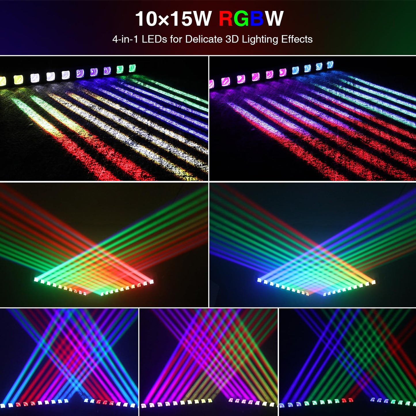 Betopper 10x15w RGBW Moving Beam LED Light Bar,10 Eye Stage Light Strobe Beam Like Spider RGBW 4IN1 DMX 512 & Sound Activated DJ Lighting for Theater KTV Club Ball Disco Event L1015 (2)
