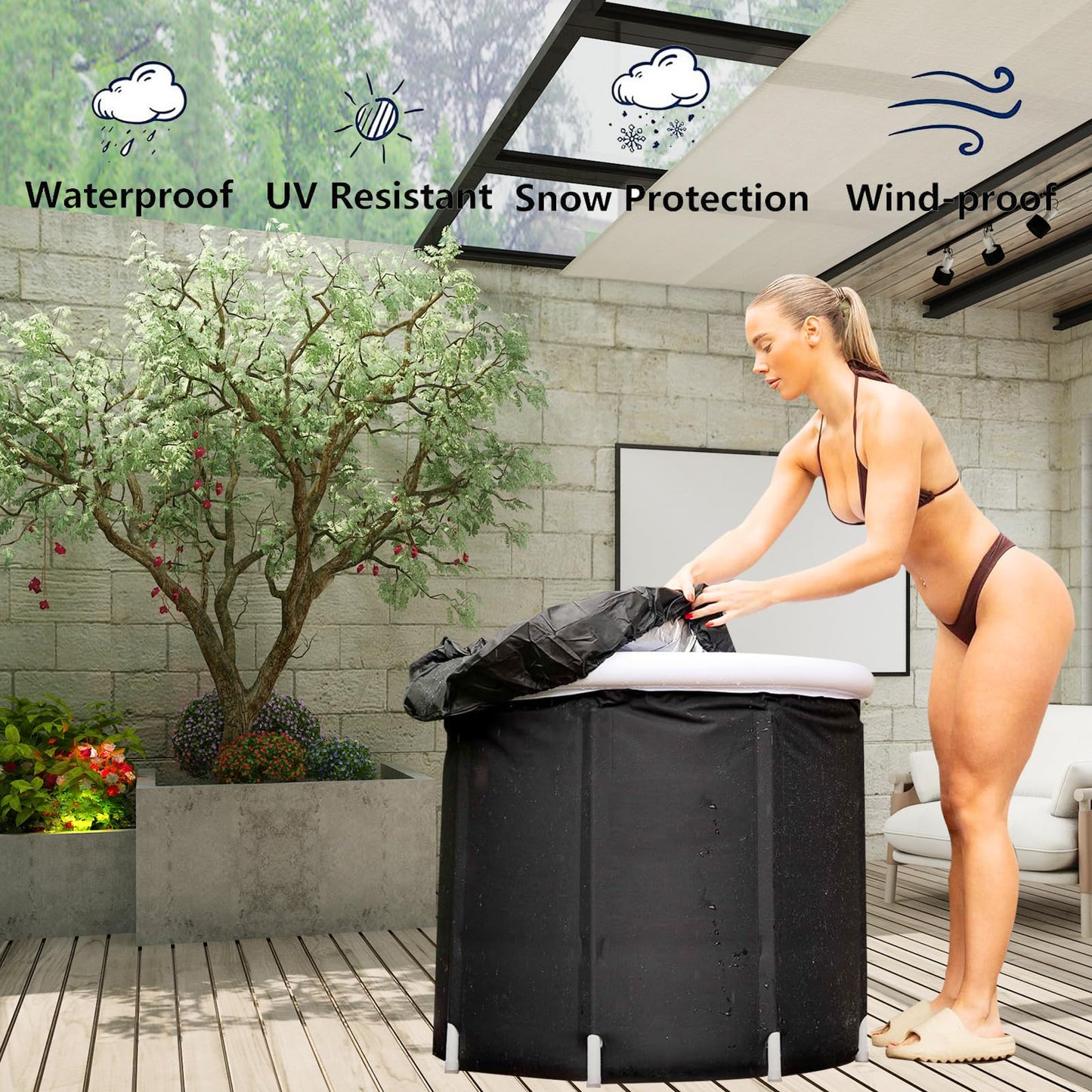 NEAMVCT Ice Tub Cover, Ice Bath Tub Cover and Outdoor Cold Baths, Keeping the Ice Bath Tub Clean for Cover Only, 32" L x 32" W x 12" H
