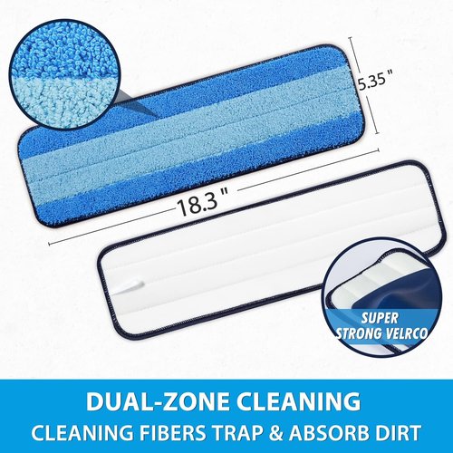 Mr. Scrub Microfiber Cleaning Pads - 3 Pack for Bona Mop | Reusable, Super-Absorbent, 18 Inch