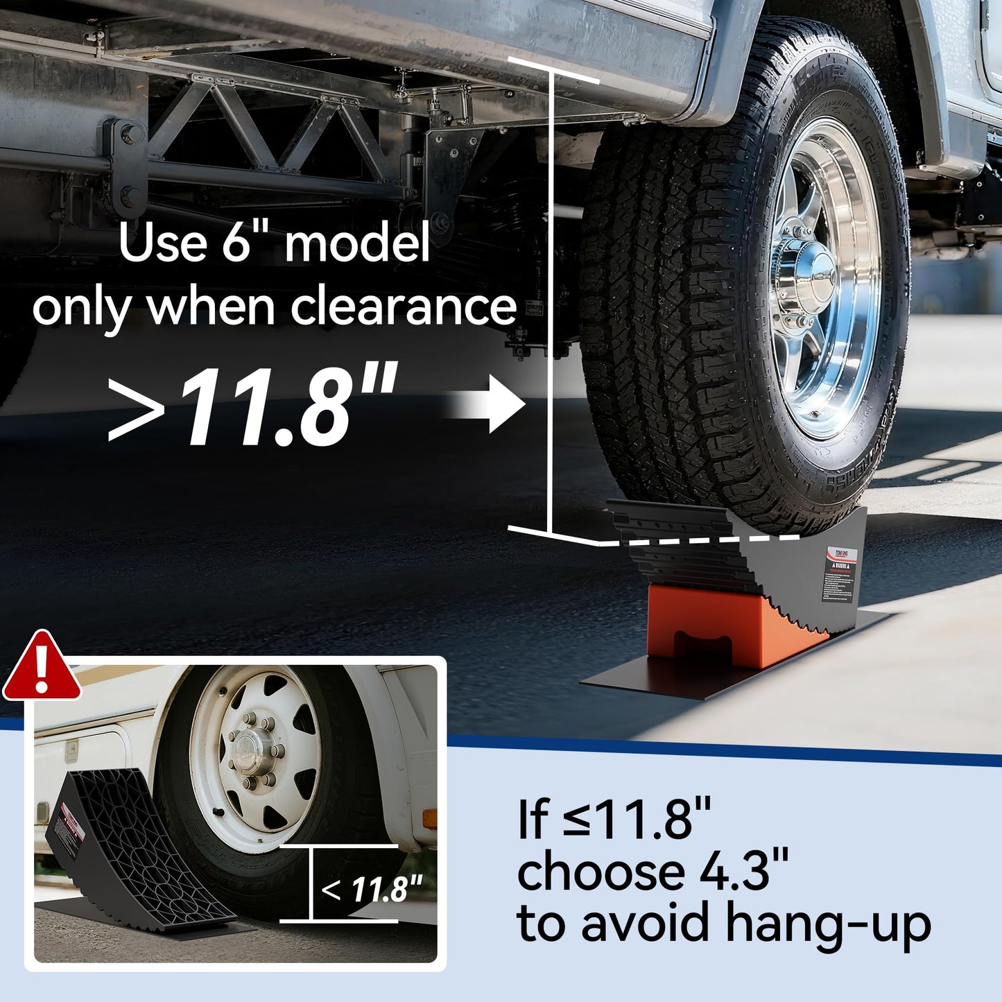 TOWKING Curved Leveling Blocks, 6" Lift, 35,000 lbs, Raised Tire Change Ramp, 2-Pack Heavy Duty Camper Leveler System, Perfect for 5th Wheels, Class A Motorhomes, and Wide-Axle Trailer