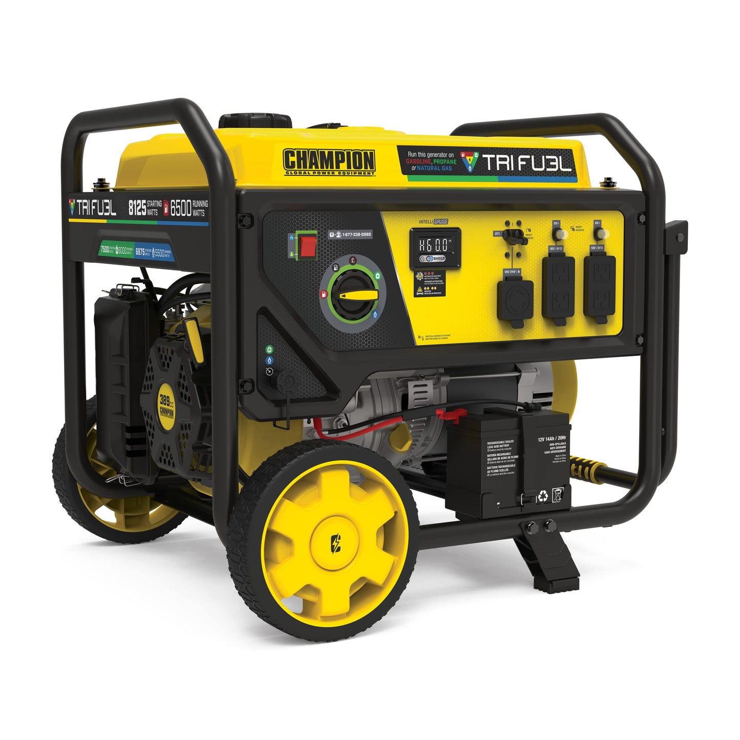 Champion Power Equipment 8125-Watt Electric Start Tri-Fuel Portable Generator with Free 3-Year Warranty