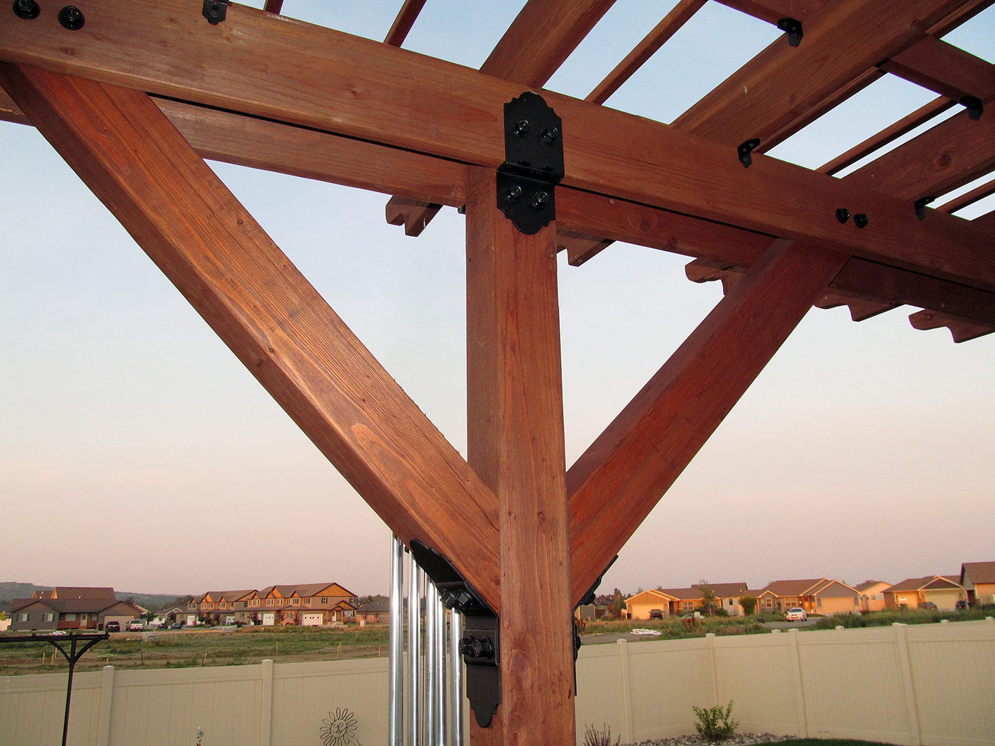 OZCO 2 Pcs Laredo Sunset Post to Beam Connector 8" | Decorative Post to Beam Bracket for Pergola, Pavilion, Deck and Outdoor Wood Structures | Powder-Coated Galvanized Steel Hardware