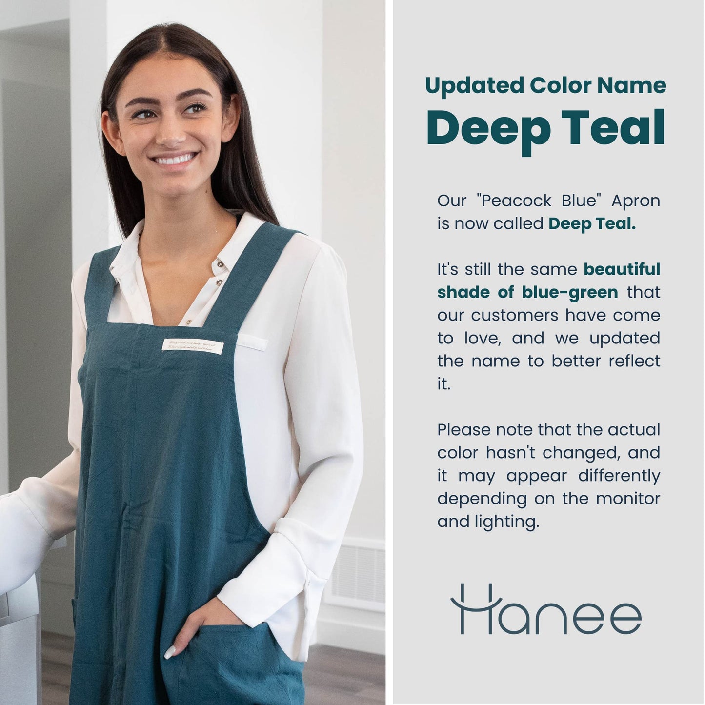 HANEE Cotton Aprons for Women Men | Cross-Back Apron with Pockets (Deep Teal)