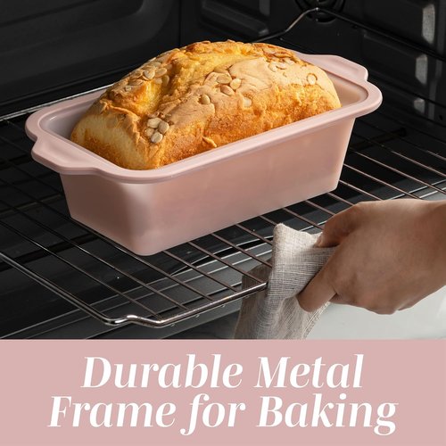 COOK WITH COLOR 17-Piece Silicone Baking Pan Set - Non-Stick Muffin Pans with Sturdy Metal Frame | Easy Clean & Flexible Cake Molds
