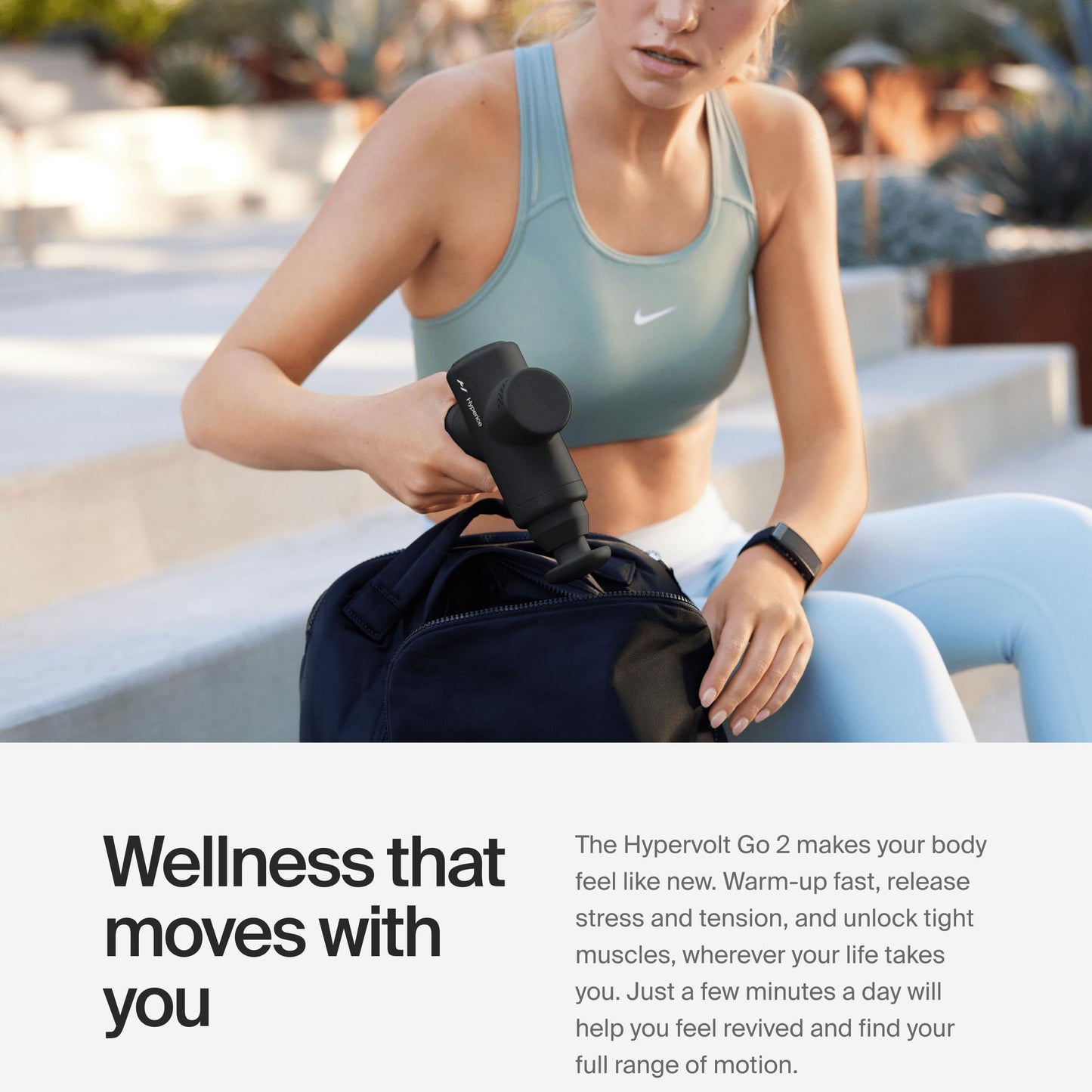 Hyperice Hypervolt Go 2 - Black - Featuring Quiet Glide Technology - Handheld Percussion Massage Gun - 3 Speeds, 2 Interchangeable Heads - Helps Relieve Sore Muscles and Stiffness