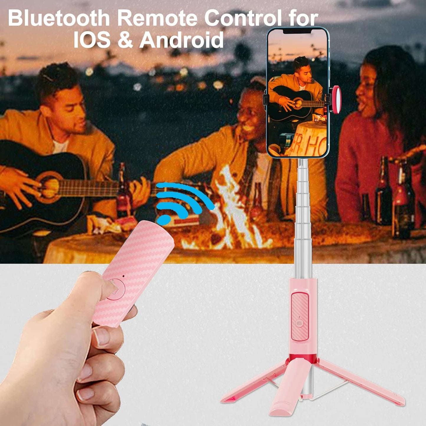 colorlizard Selfie Stick, Foldable Cellphone Tripod with Remote, Travel Tripod for iPhone Series Android, Video
