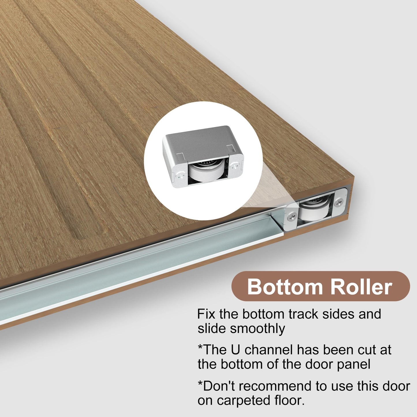 JUBEST 42"x84" Concealed Sliding Barn Door with Soft Close Hardware Kit, Light Brown Hidden Door for Opening 38"-40"x80", Waterproof and Modern, Smooth Sliding, for Interior Using, Widely Used