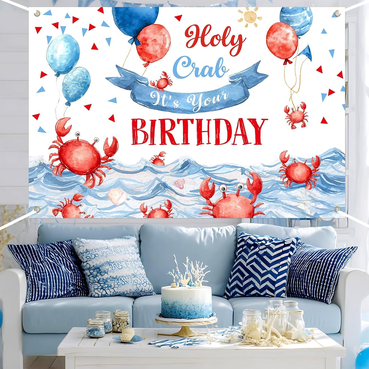 Merrystorm 5 3ft Crab Birthday Backdrop Crab Birthday Party Decorations Holy Crab Its Your Birthday Photograph