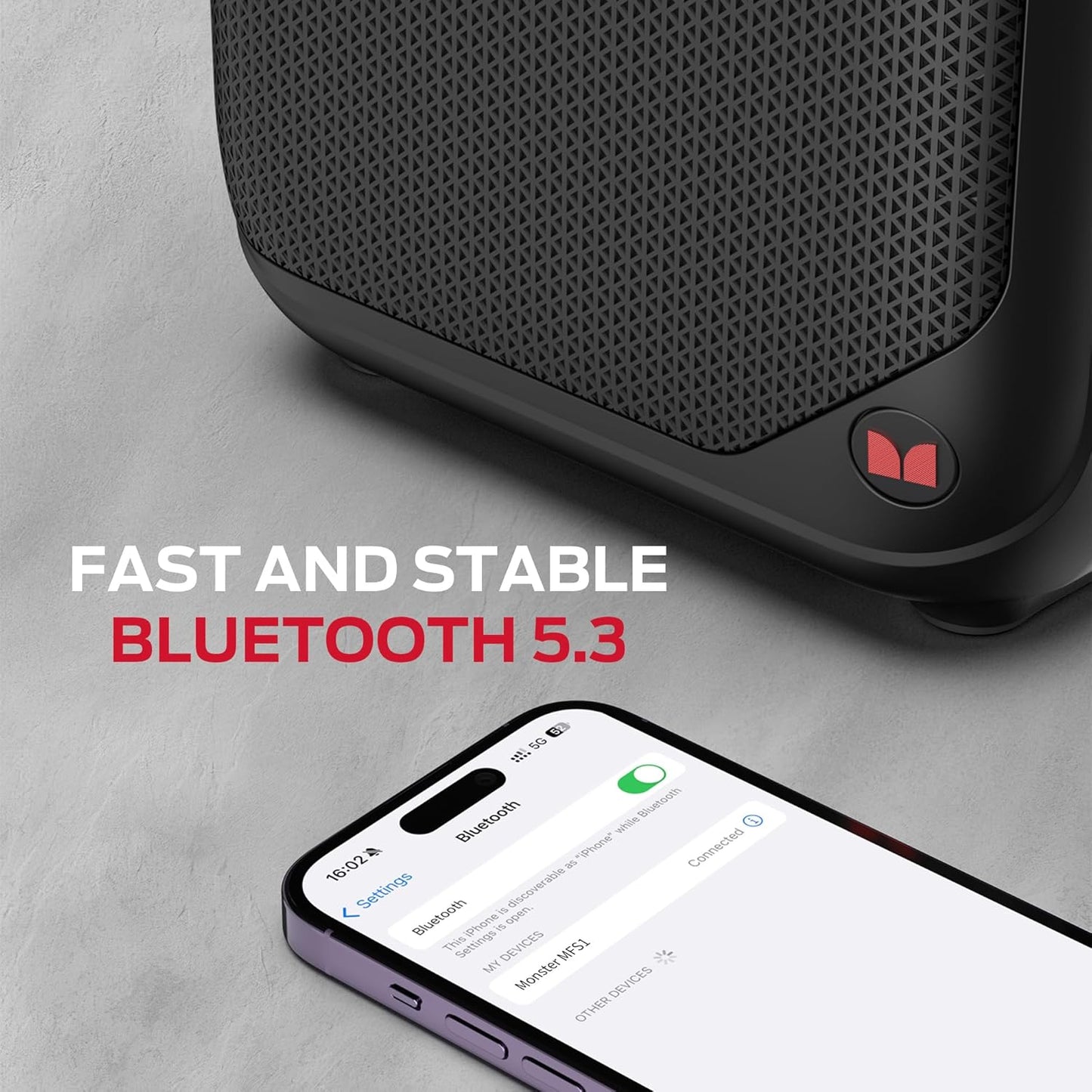 Monster 1 40W 12H MFS Portable Bluetooth Speakers, Bluetooth Speaker Wireless with Stereo Sound, Outdoor Speaker
