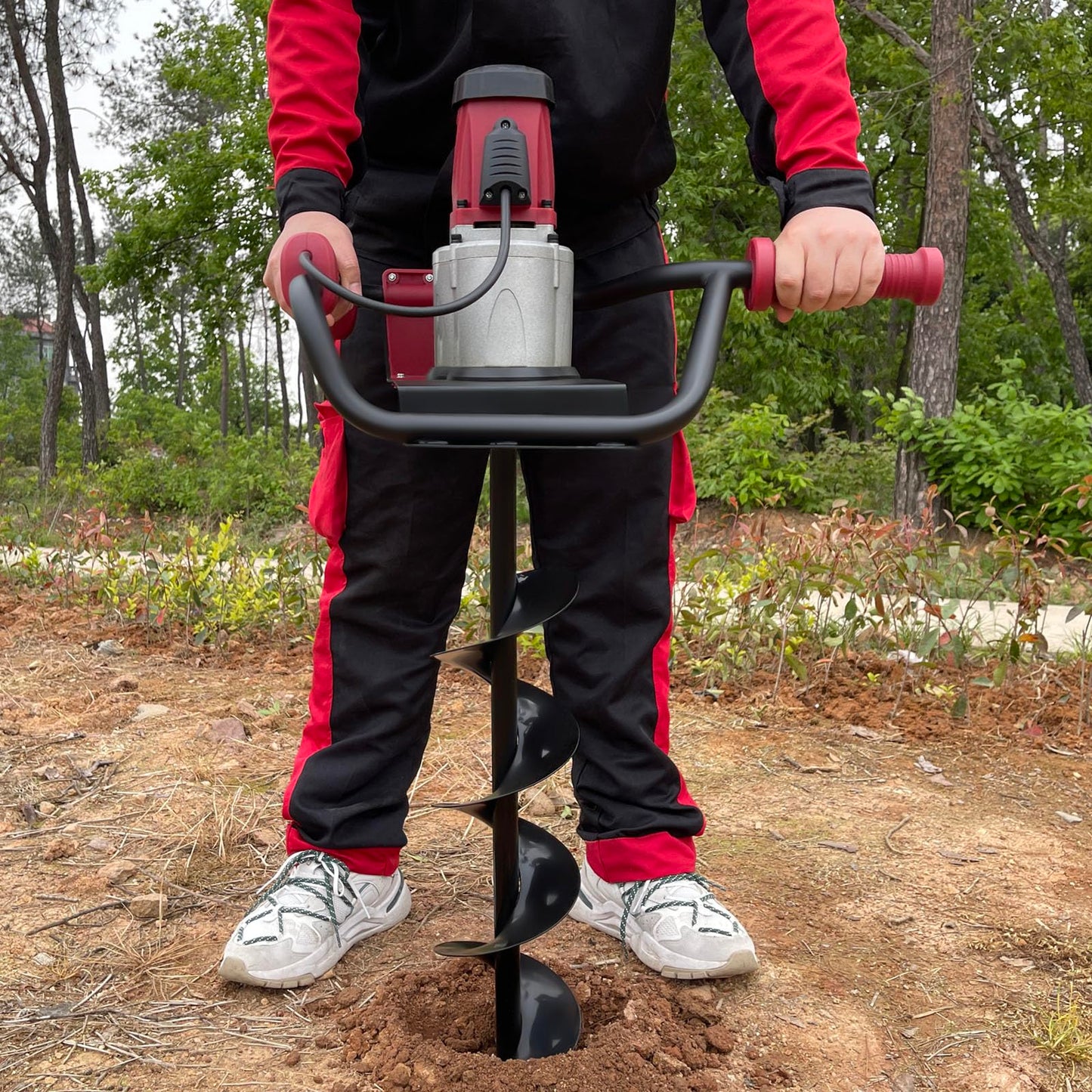 Post Hole Digger 1500W Earth Auger Hole Digger Electric Post Hole Digger w/4" & 6" Auger Bits Set for Fence Garden Farm Plant