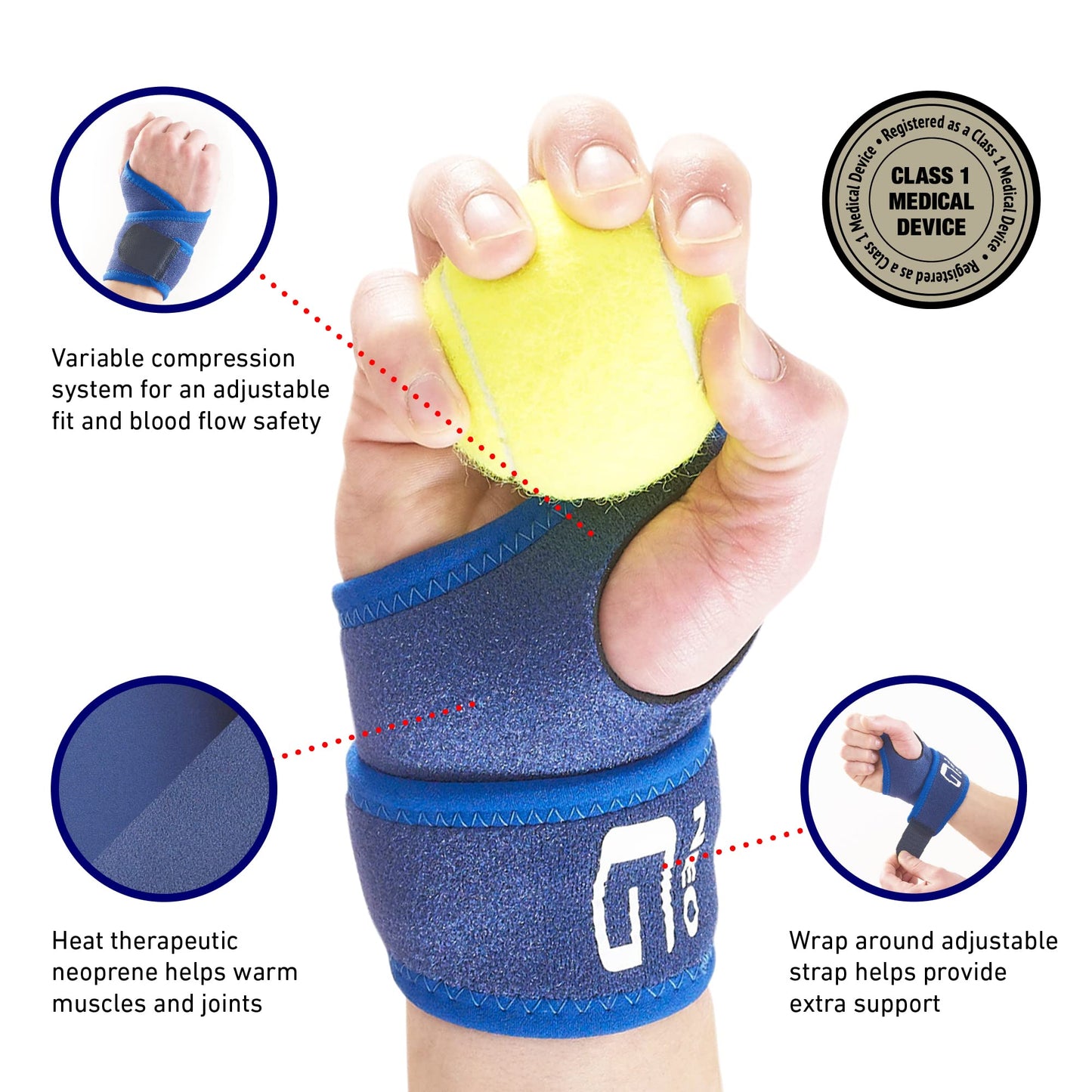 Neo-G Wrist Brace for arthritis pain and support - for Joint Pain, Sprains, Strains, Instability - Adjustible Compression Wrist Support - One Size - Class 1 Medical Device
