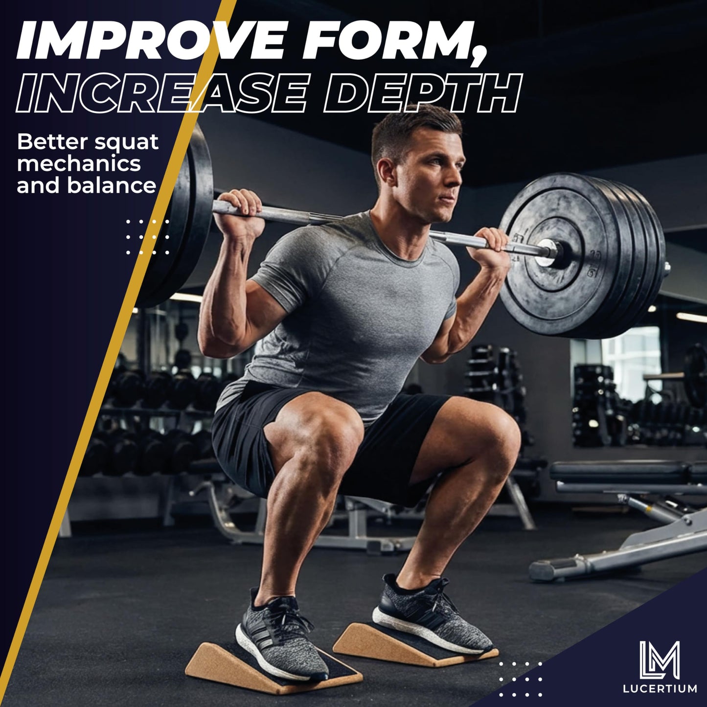 Squat Wedge Block & Calf Raise Block 2 PCS – 3-in-1 Set with Resistance Bands, Jump Rope & Carry Bag – Non-Slip Slant Board for Heel Elevated Squats, Deadlifts & Calf Raises | Improve Form, Stability & Ankle Mobility | Home Gym Fitness Equipment