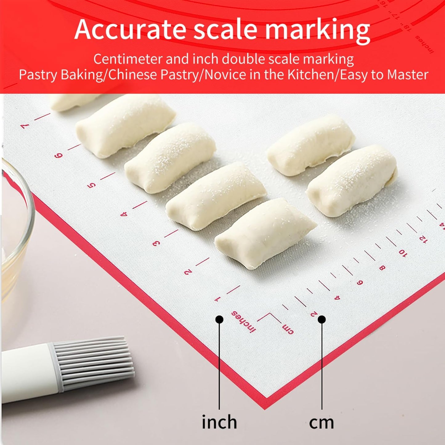 Skiennix Silicone Baking Mat - Super Large 32x24 Inch Non-Stick Pastry Mat with Dough Scraper & Ties