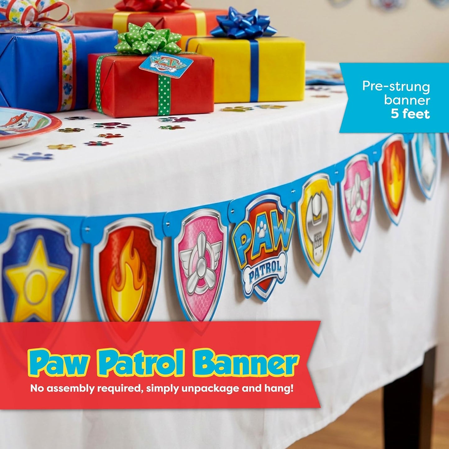 Paw Patrol Tablecloth & Birthday Banner - Officially Licensed Party Decorations | Fun & Festive Design