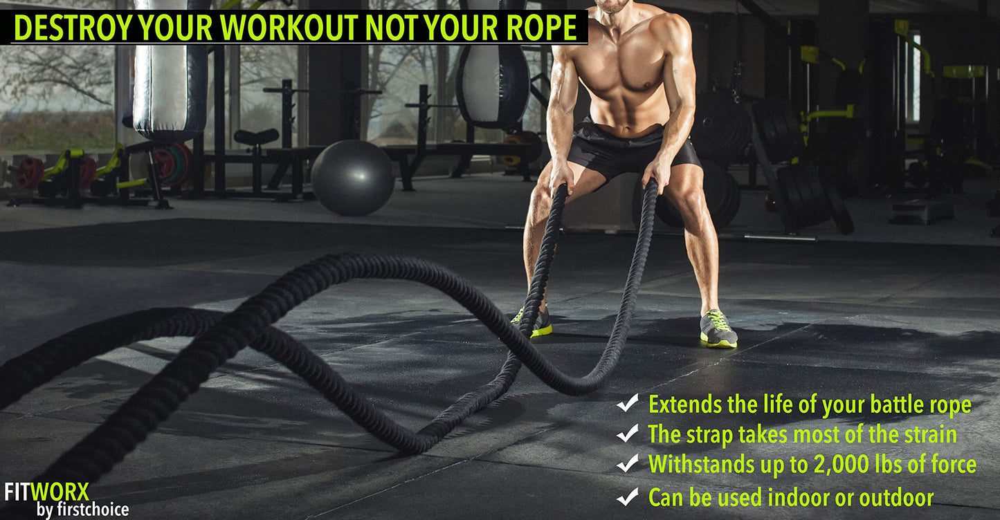 Battle Rope Anchor Strap Kit With Bonus Battle Rope Workout Guide- FitWorx By RadBizz