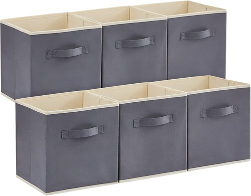 Lifewit Storage Cubes - Foldable Fabric Baskets for Home Organization | 13-Inch Gray, 6-Pack