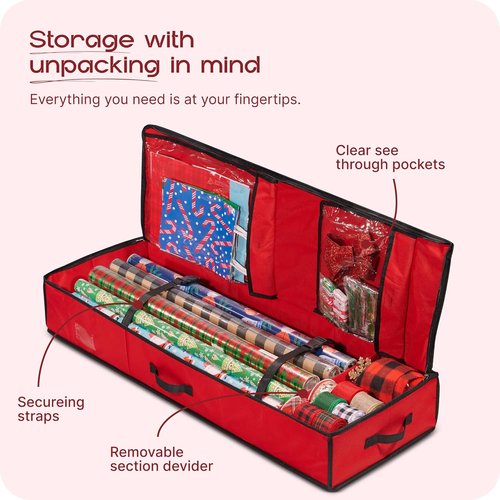 Nakior Christmas Wrapping Paper Storage Container - Organize Up to 24 Rolls | Durable 600D Oxford Fabric