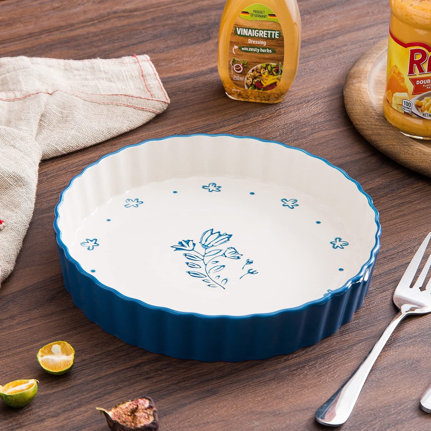 Wisenvoy Pie Pan Tart Pan Quiche Ceramic Pie Dish Pie Plate Tart Pans 9 inch Deep Dish Pie Pan Quiche Pan