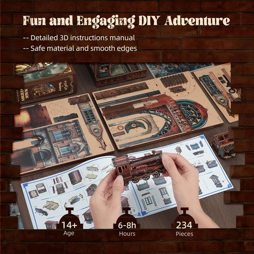 FUNPOLA LED 3D Puzzle - Interactive Magic Station Book Nook Kit | DIY Miniature Decor Gift