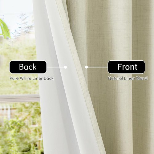 ChrisDowa 100% Blackout Curtains - 63 Inch Linen Grommet Top Drapes for Total Privacy | Beige, 2 Panels