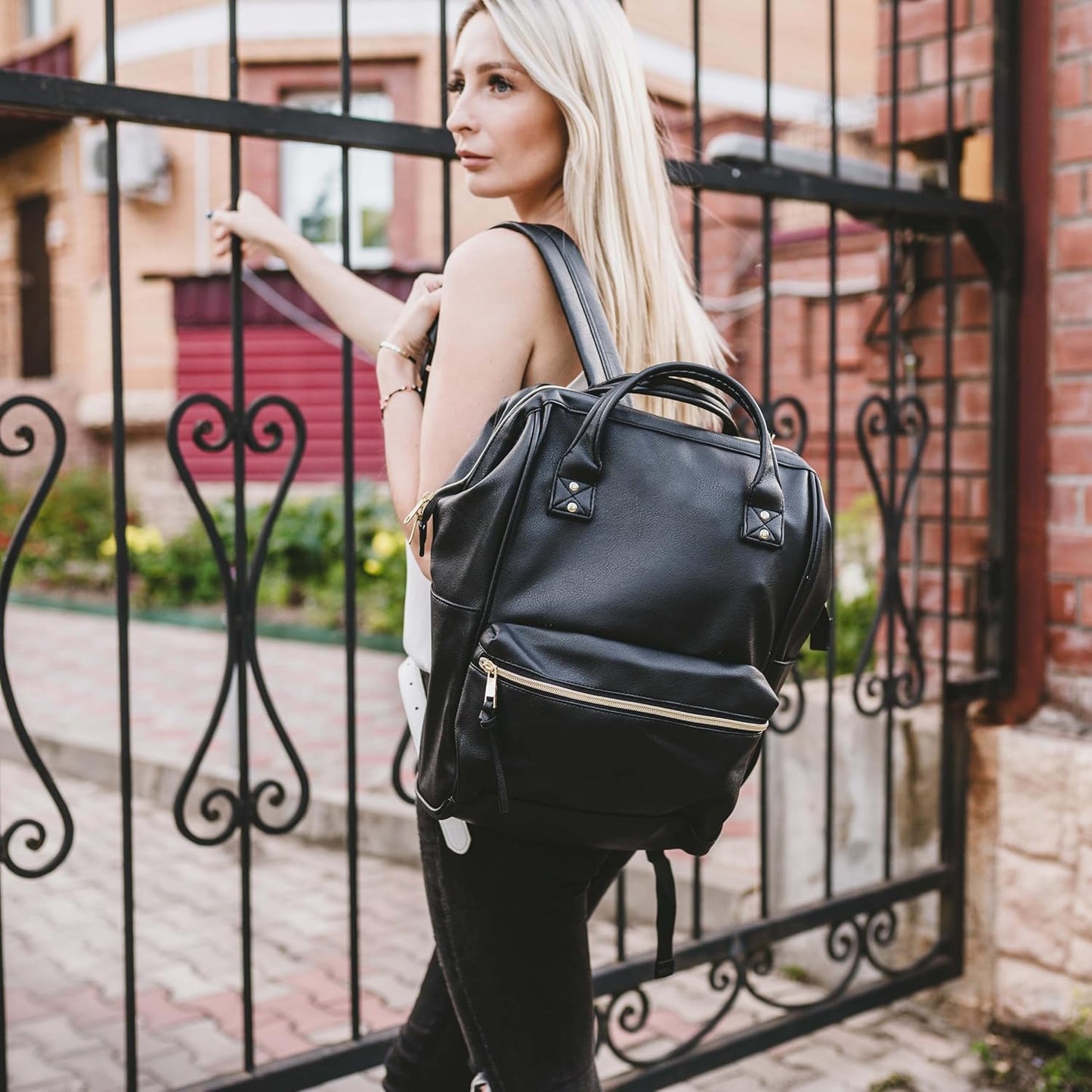 Backpack 15.6-16 Inch Backpack 16 Kah&Kee Leather Laptop for Women, Professional Work Bag, Water-Resistant Vegan