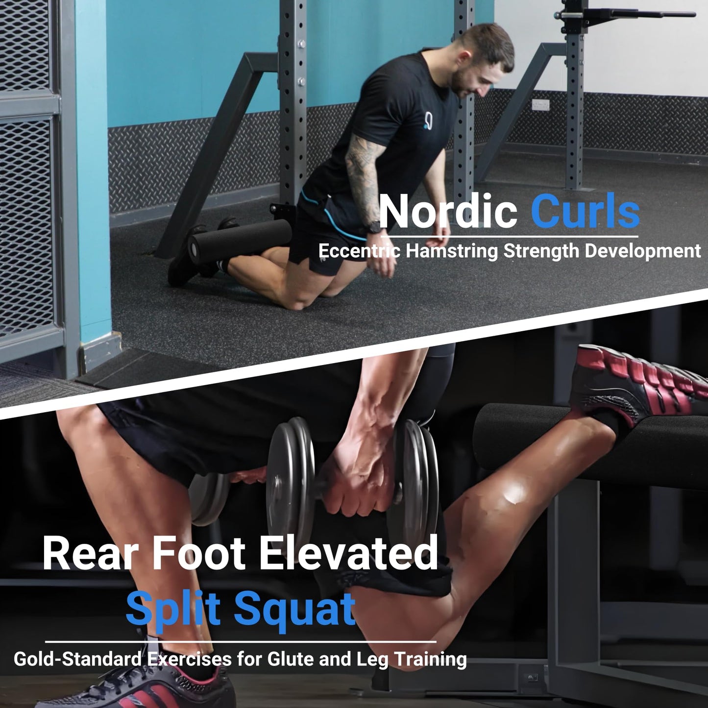 Vatemechie Nordic Hamstring Curl Squat Rack Attachment for 2"x2"/3"x3"/2"x3" Power Rack with 1/2"/1" Hole, Quick-Connect Carabiner & Resistance Band Hook, 1" Thick Comfort Foam