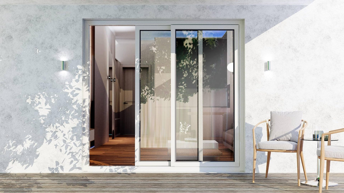 VDOMDOORS Patio Exterior Metal-Plastic Sliding Doors/Patio 8166 White Silk 64" x 80" Right Active Door/Tempered Clear Glass Bypass Door