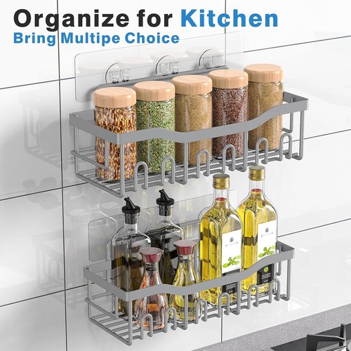 EUDELE Shower Caddy - 2 Pack Adhesive Organizer for Bathroom & Kitchen Storage | Rustproof Stainless Steel