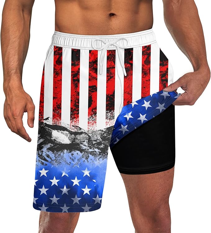 Goodstoworld Mens Swim Trunks with Compression Liner 9'' Inseam Quick Dry Swimsuit Shorts M-3XL