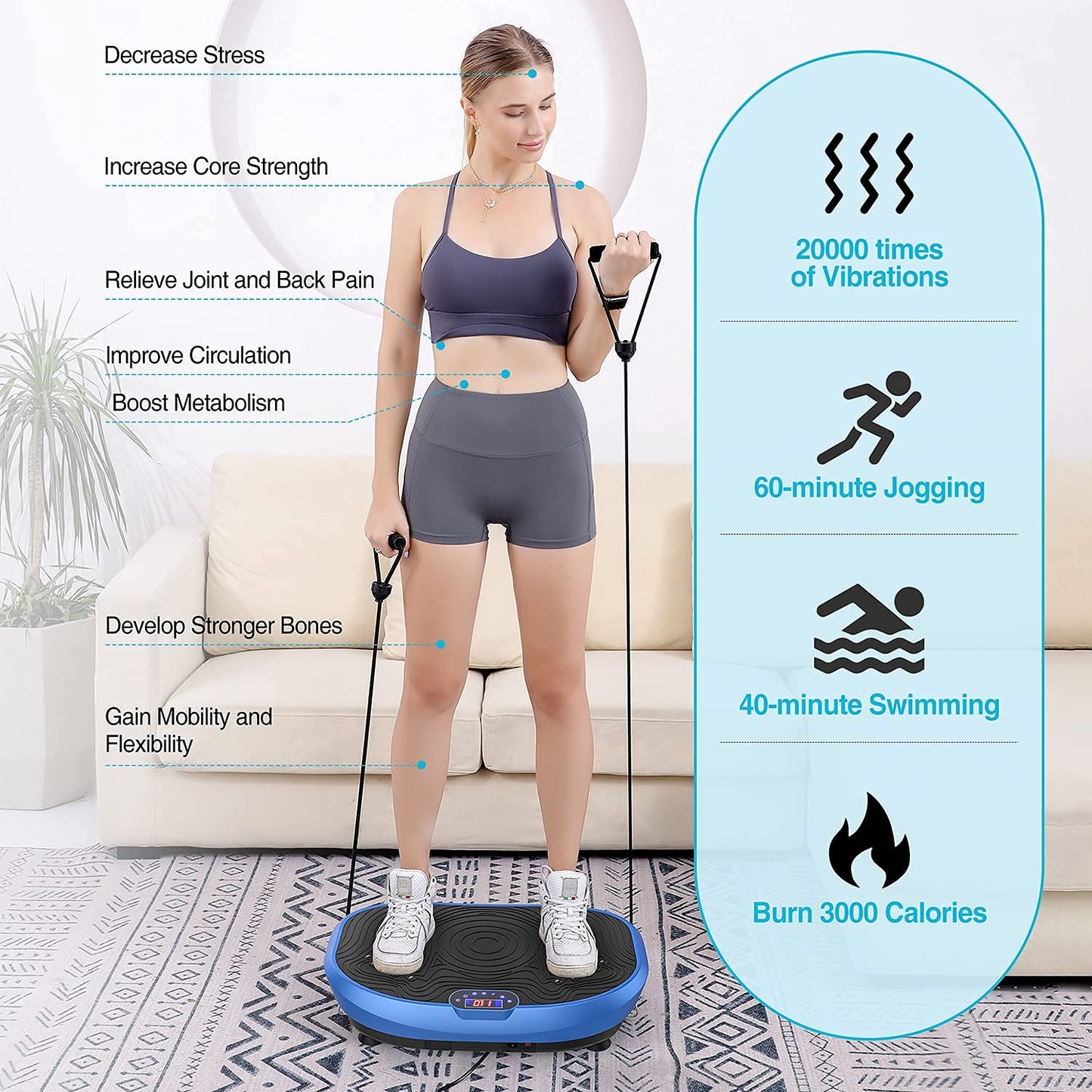 AXV Vibration Plate Exercise Machine Whole Body Workout Music Vibrate Fitness Platform Lymphatic Drainage Machine for Weight Loss Shaping Toning Wellness Home Gyms Workout