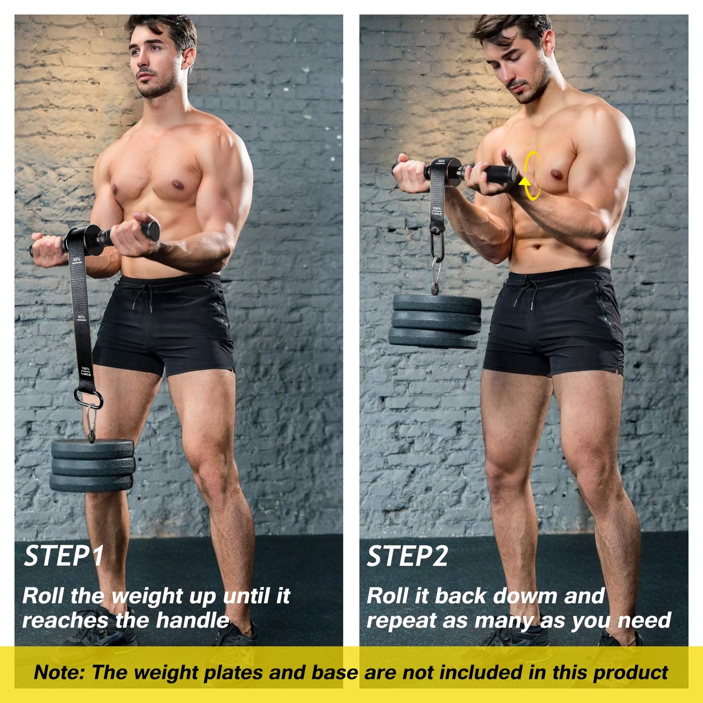 VAIIO Forearm Strengthener and Wrist Roller with Quick Locking Mechanism - Durable PVC Anti-Slip Grip Handles - Perfect for Men and Women - Ideal for Hand, Wrist, and Forearm Strength Training Black