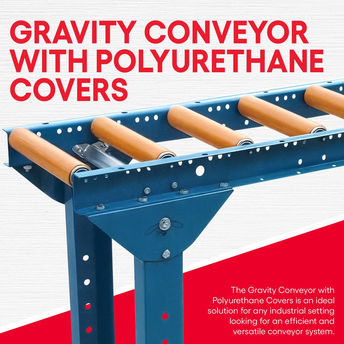 Ultimation Gravity Conveyor with Poly-Coated Rollers, 12" W x 5'L with Legs Included, 6" Centers – Heavy-Duty Roller Track System for Table Saw Accessories, Warehouse & Industrial Material Handling