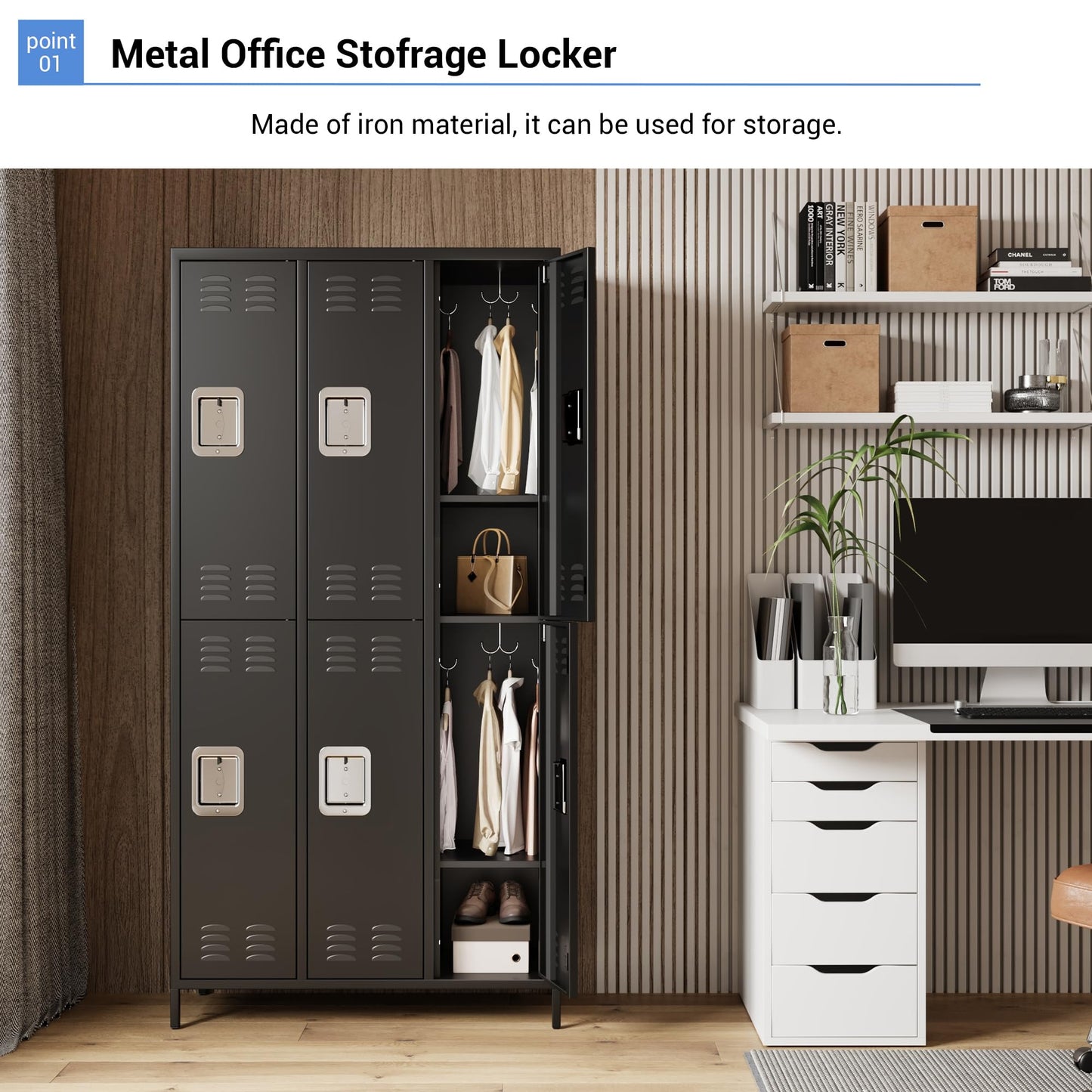 GAOMON 6 Door Metal Lockers, Industrial Double Lockers, Heavy Duty Steel Gym Lockers, Secure Storage Solutions, Perfect for Offices, Gyms, Schools and Homes, Metal Combination Lockers for Employees